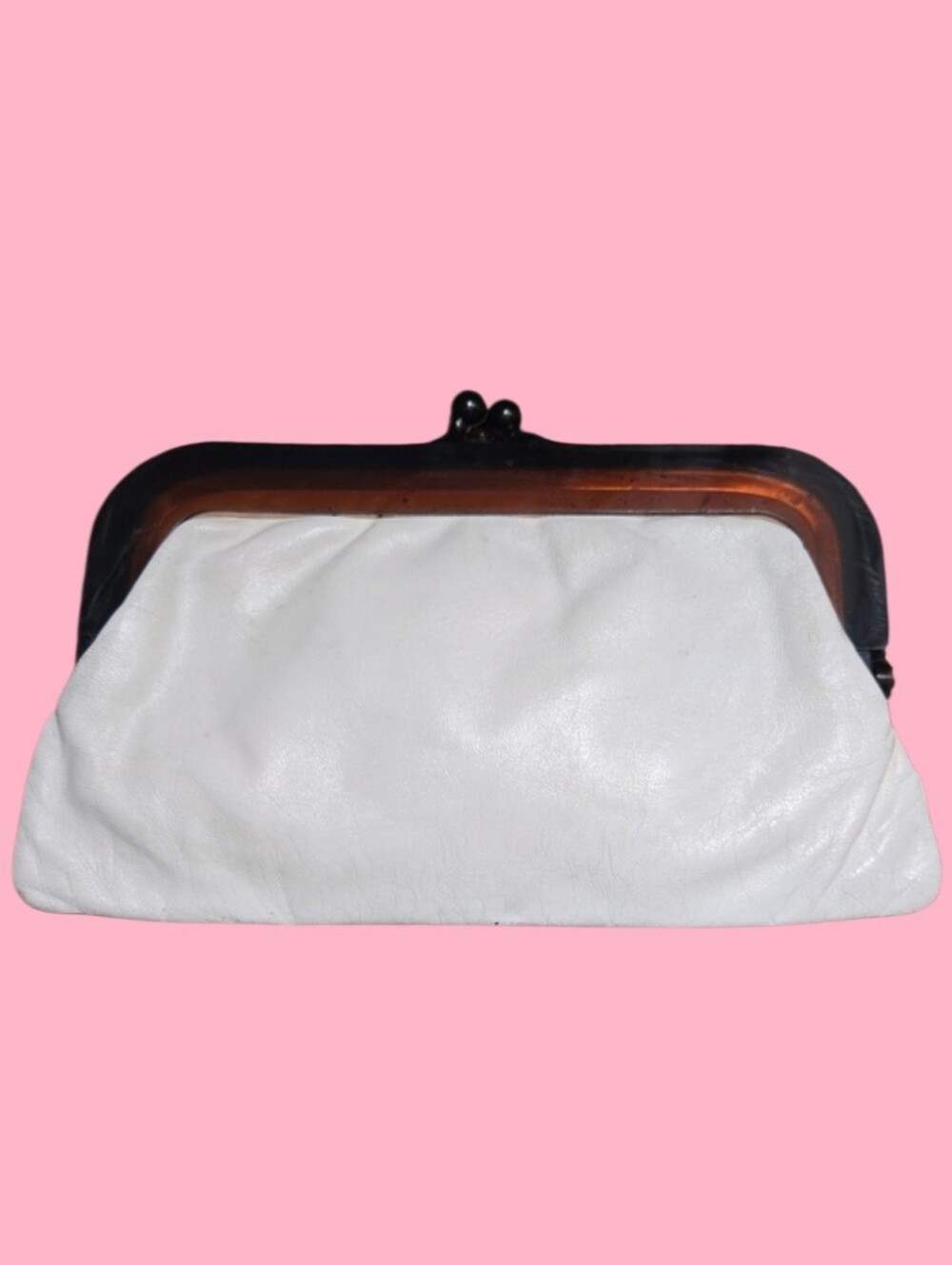 Vintage White Leather Clutch